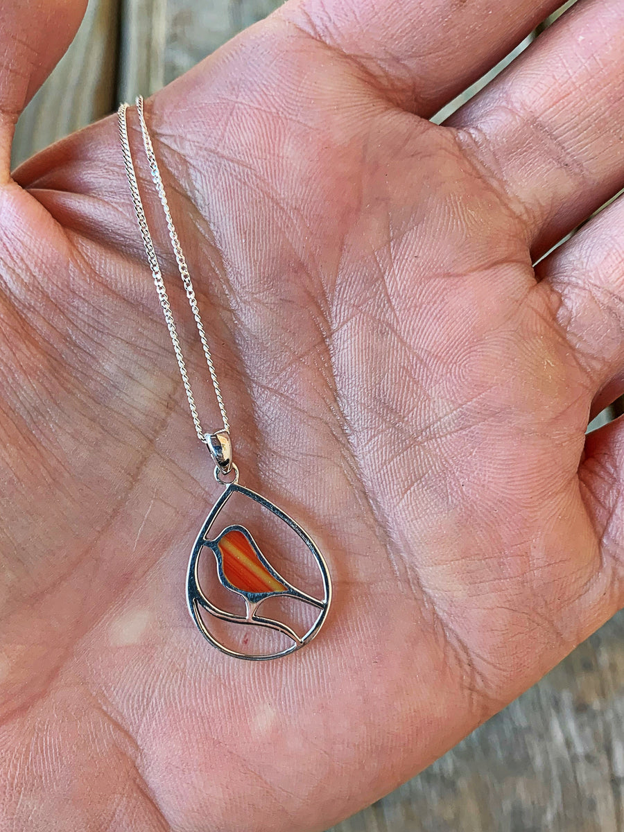 Coral Bird Necklace RedWall Jewelry