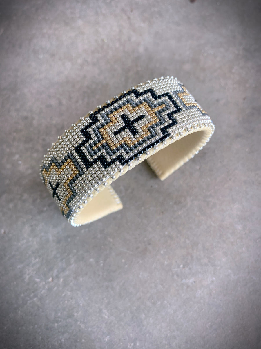 Hand Beaded Cuff Bracelet RedWall Jewelry