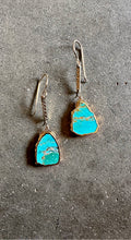 Raw Turquoise and Gold Earrings