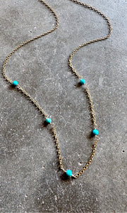 Turquoise and gold chain necklace