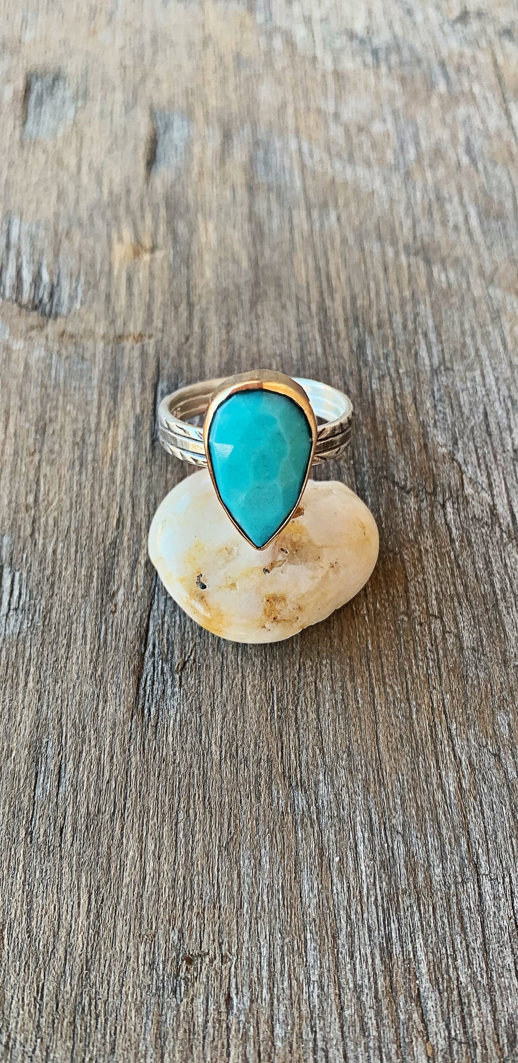 Faceted Pear Turquoise Ring
