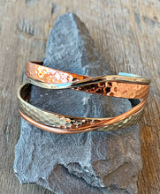 Hammered Silver and Copper Cuff Bracelet