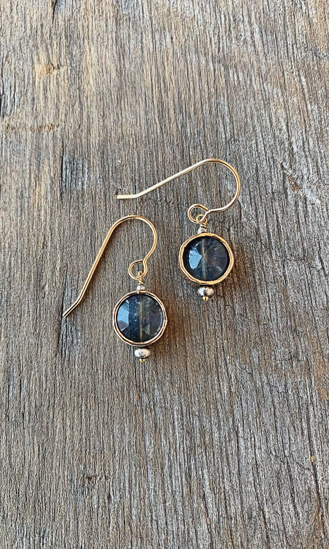 Labradorite Gold Fill Circle Earrings