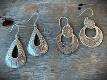 Etched Sterling Silver Earrings
