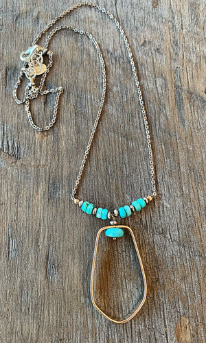 Faceted Turquoise Two Tone Necklace
