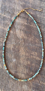 Turquoise and Gold Bead Strand Necklace