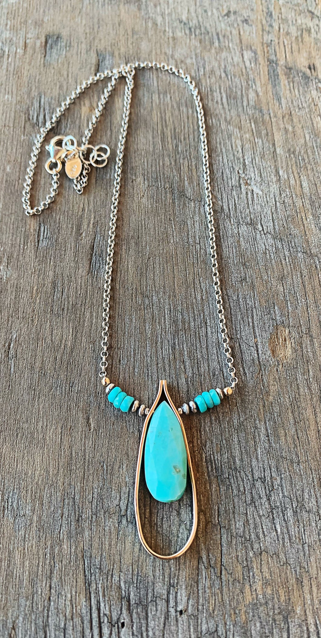 Faceted Turquoise Tear Drop Necklace