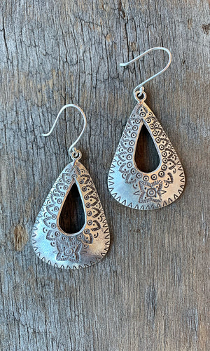 Etched Sterling Silver Earrings