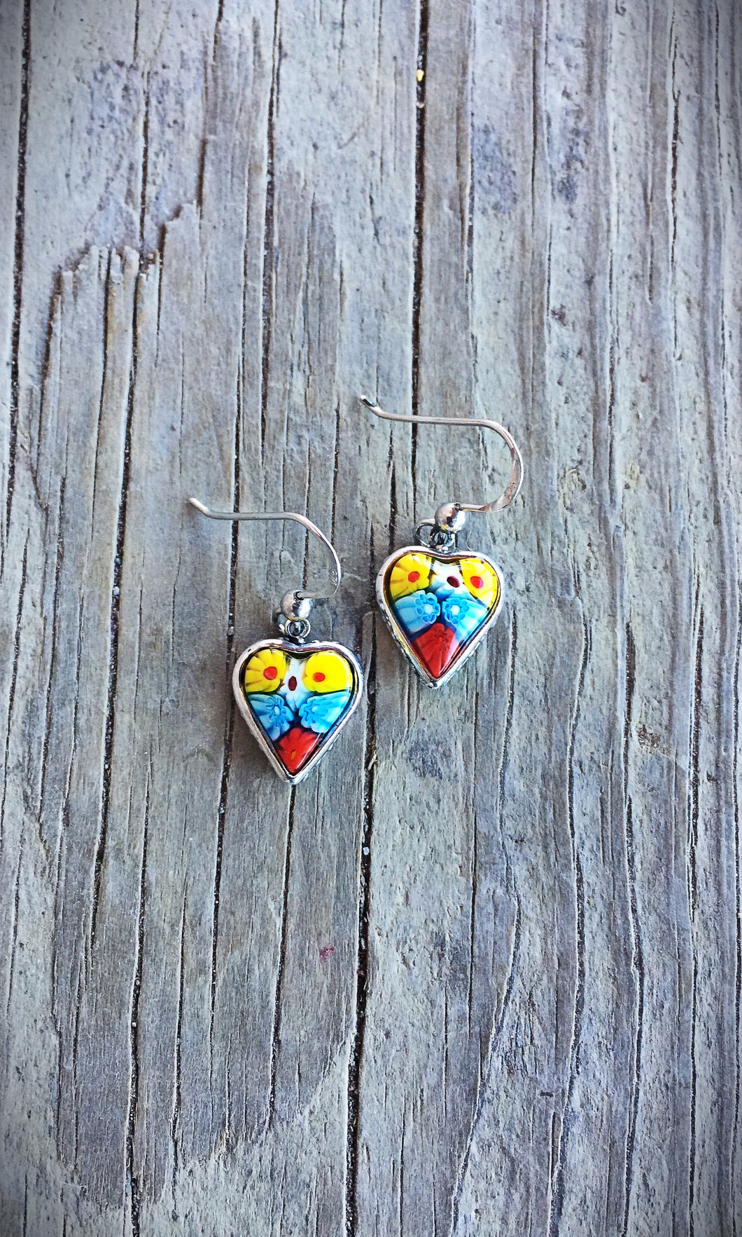 Venetian Glass Heart Earrings