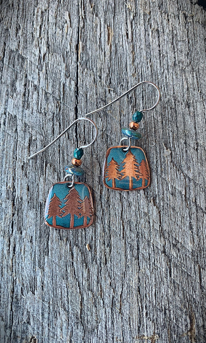 Tree earrings with beads