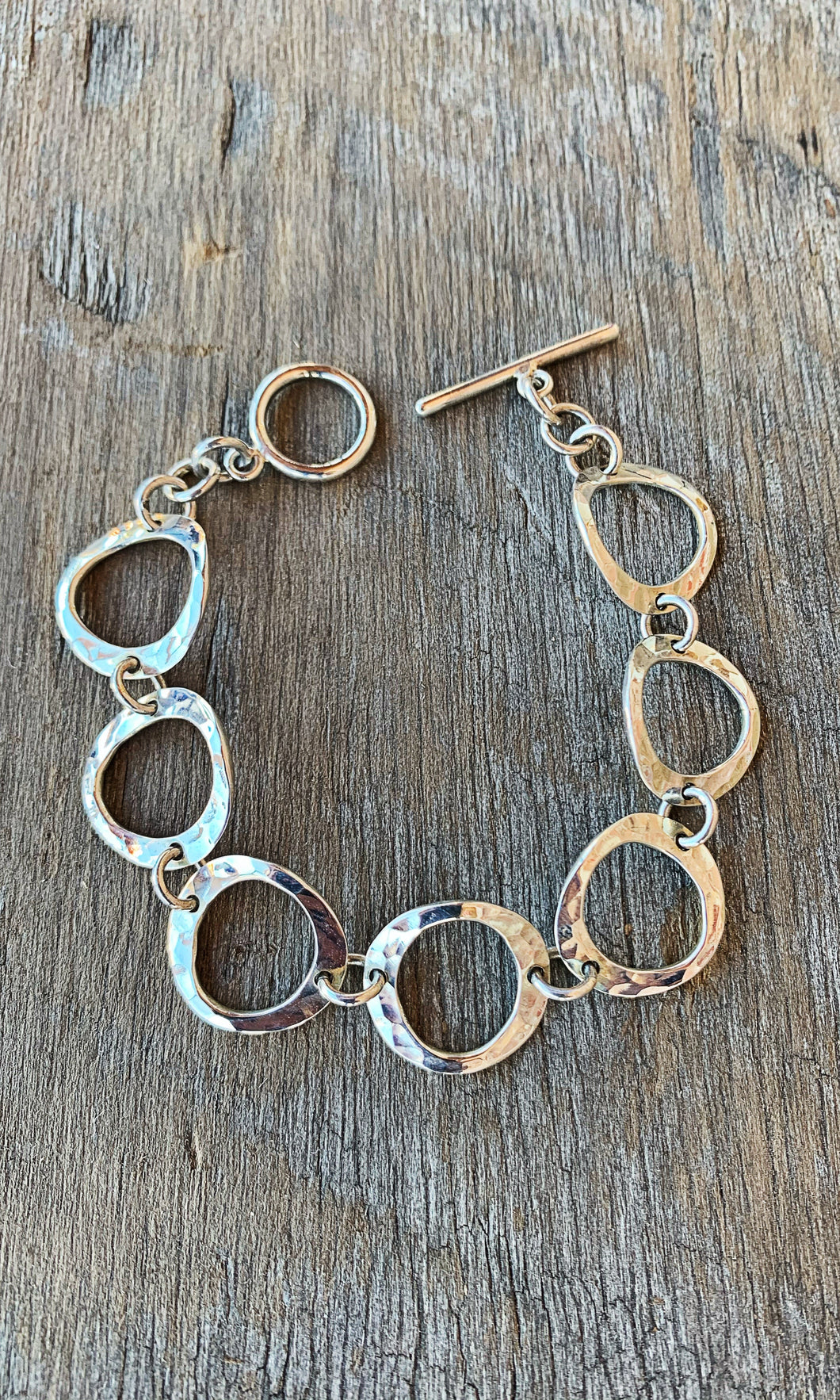 Hammered Circle Link Bracelet